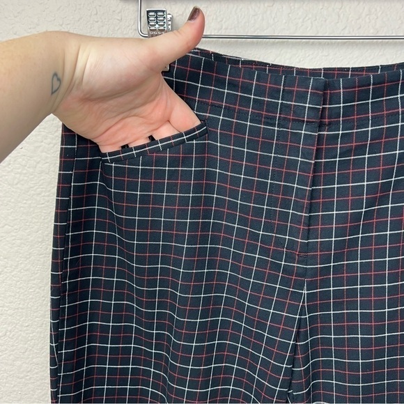 𝅺J. Jill Window Pane Plaid Pants Navy Blue Red White Sz 10 - Picture 7 of 8